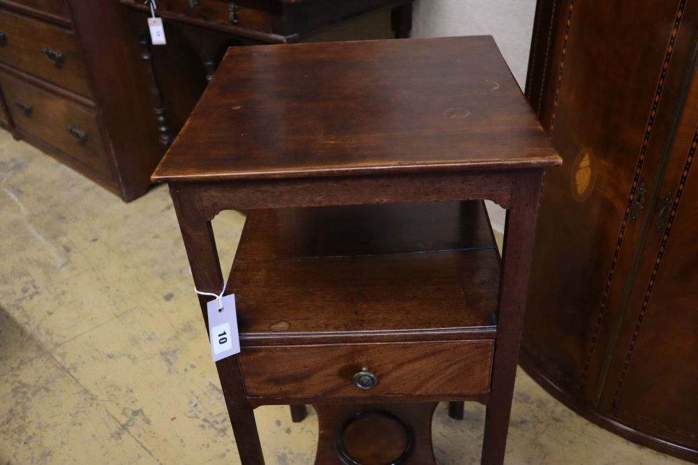 A George III mahogany washstand (altered), width 38cm depth 38cm height 78cm